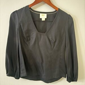 Maeve Black V-Neck Blouse